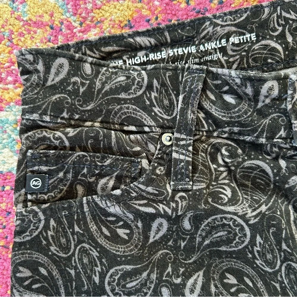 Anthropologie Ag Adriano Goldschmied | Women’s brown velvet paisley pants sz 25P